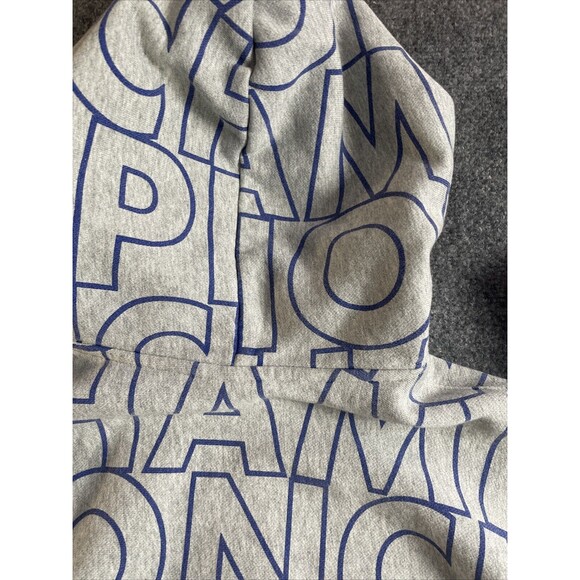 CHAMPION Reverse Weave Hoodie Mens Medium Sweatshirt All Over Print Sweater Gray - Picture 15 of 16